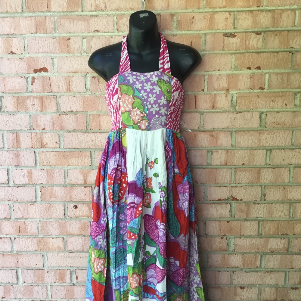 Maxi halter dress with floral print